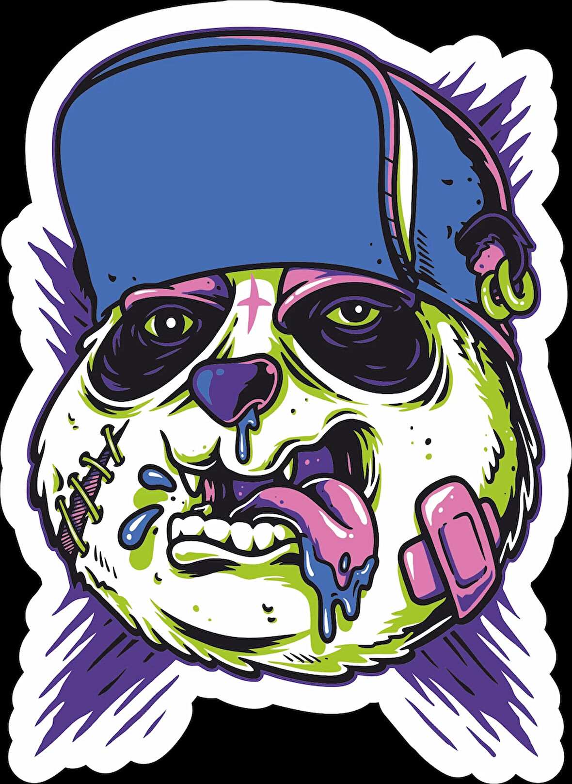 Renkli Panda Sticker 10x10 cmRenkli Sticker