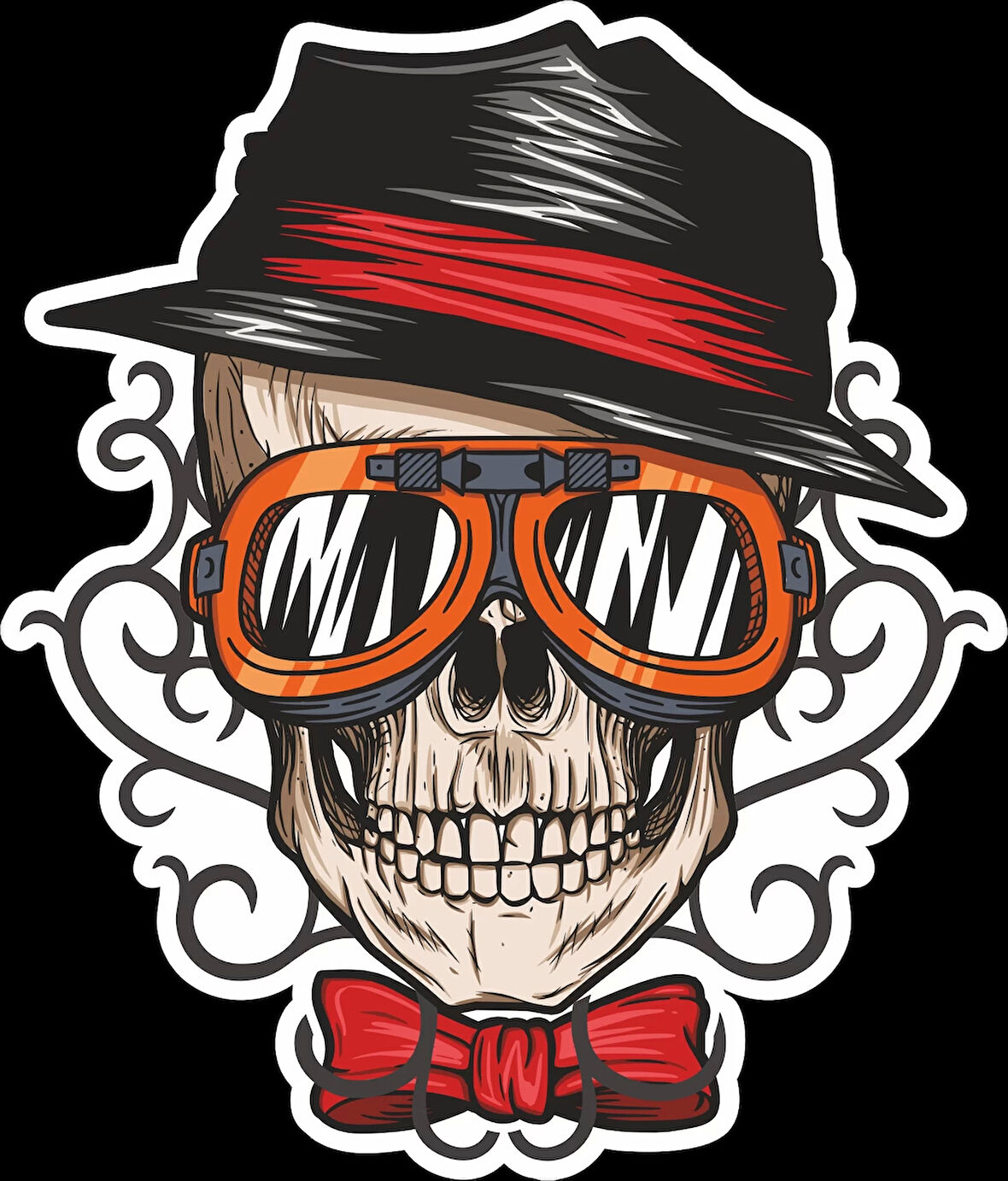 Gözlüklü iskelet Sticker 10x10 cmRenkli Sticker