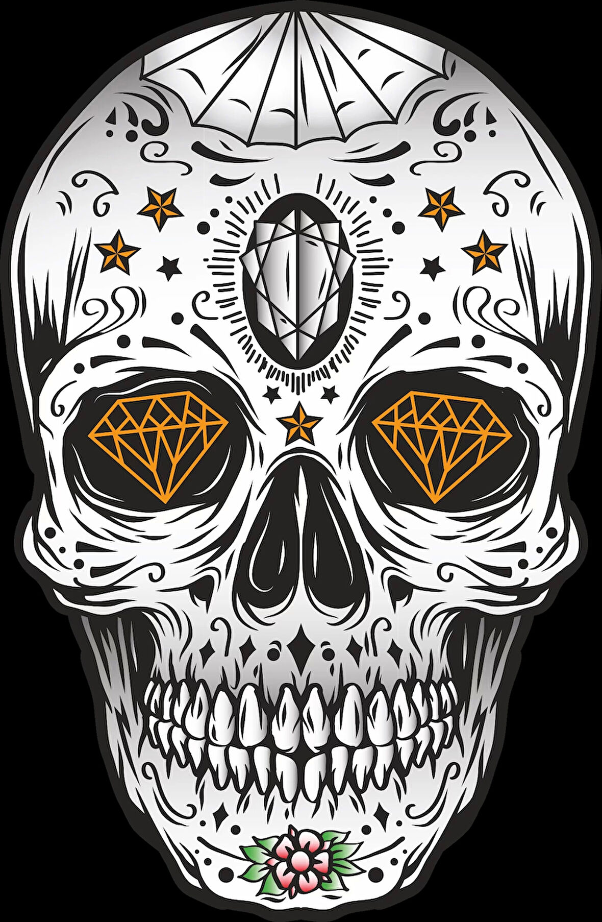 Desenler ve Kurukafa Sticker 10x10 cmRenkli Sticker