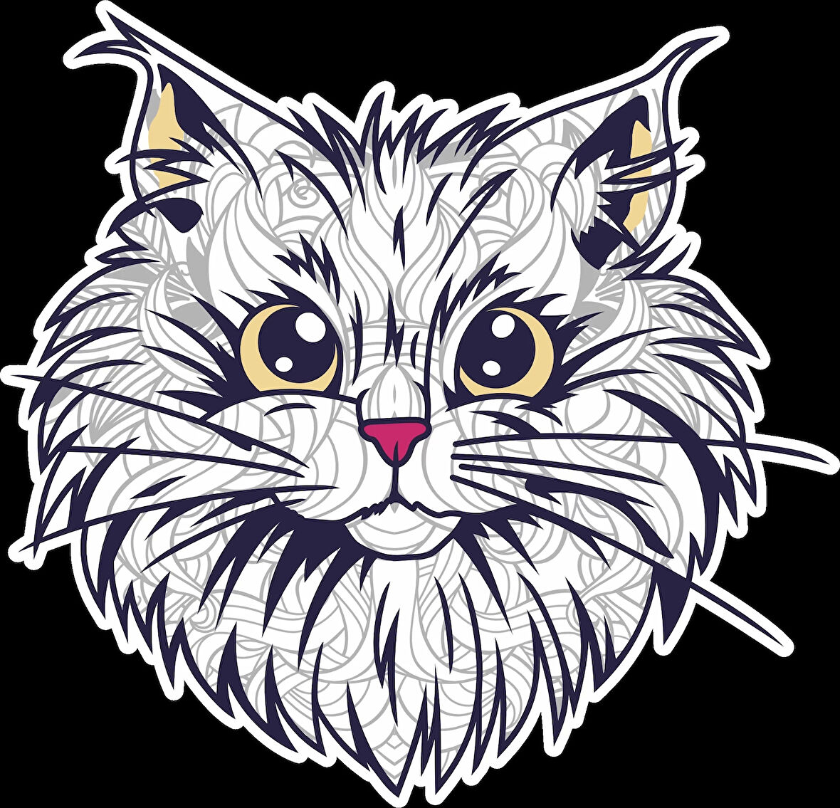 Sevimli Kedi Sticker 10x10 cmRenkli Sticker