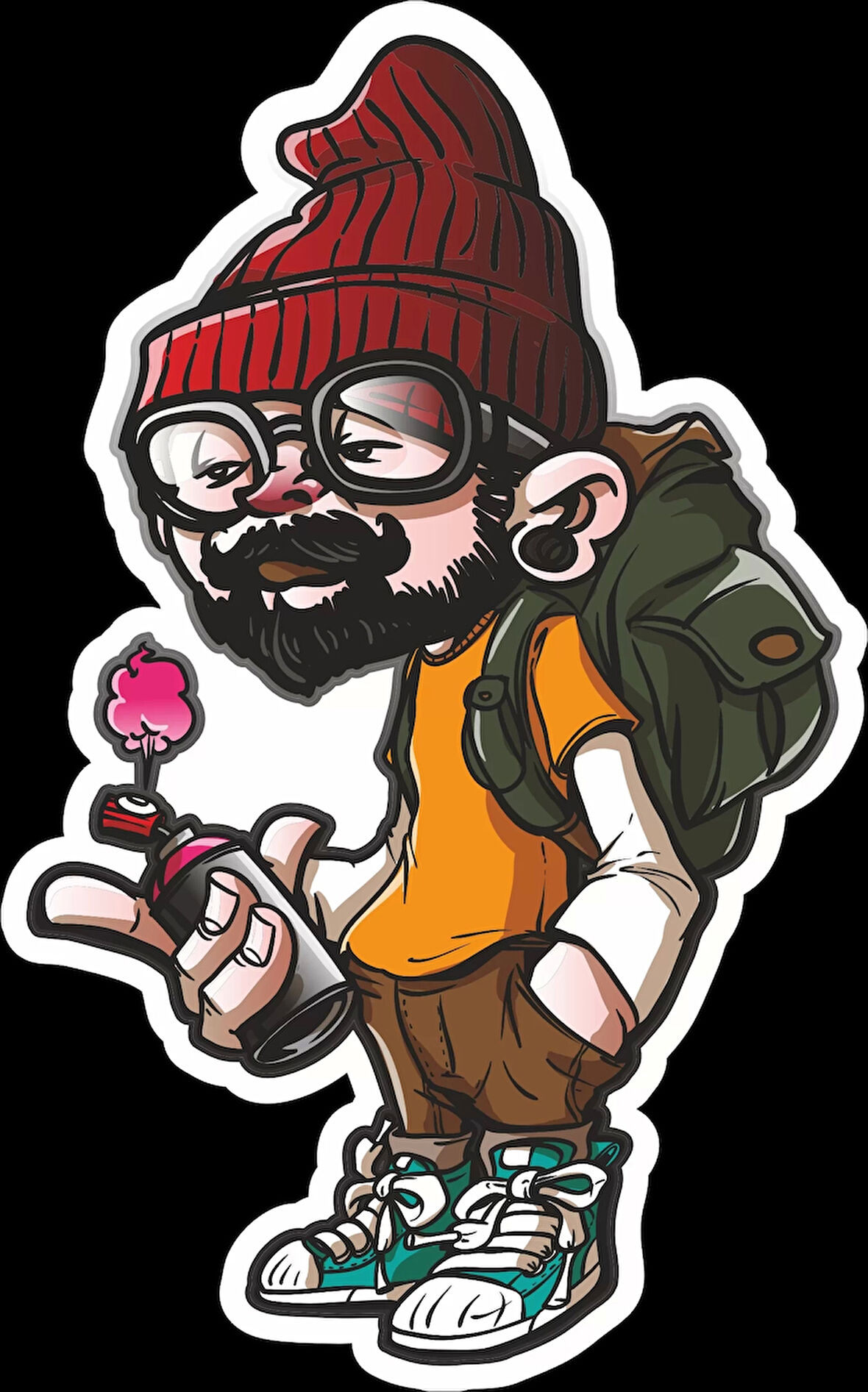 Hippi Sticker 10x10 cmRenkli Sticker