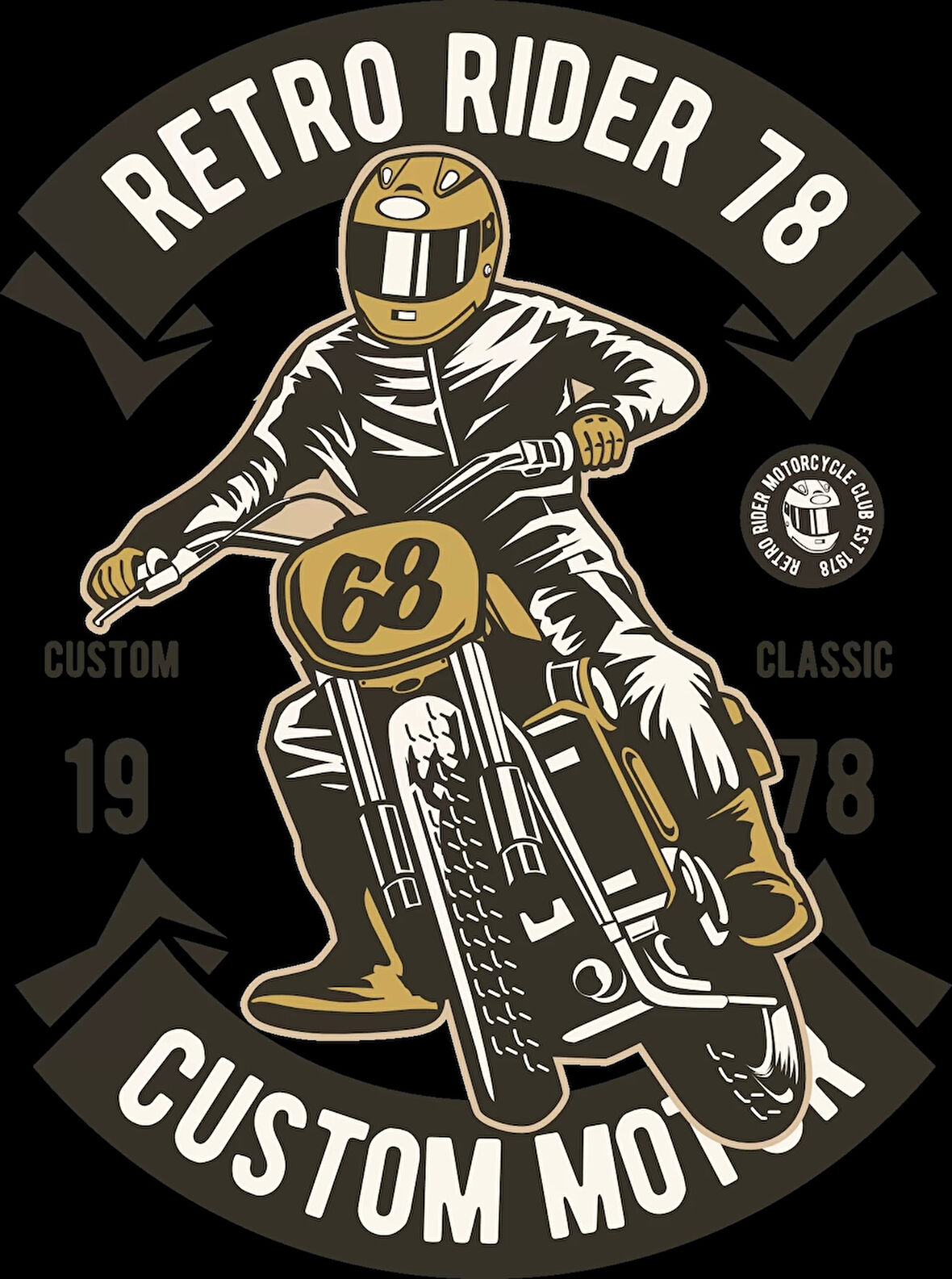 Retro Rider 78 Sticker 10x10 cmRenkli Sticker