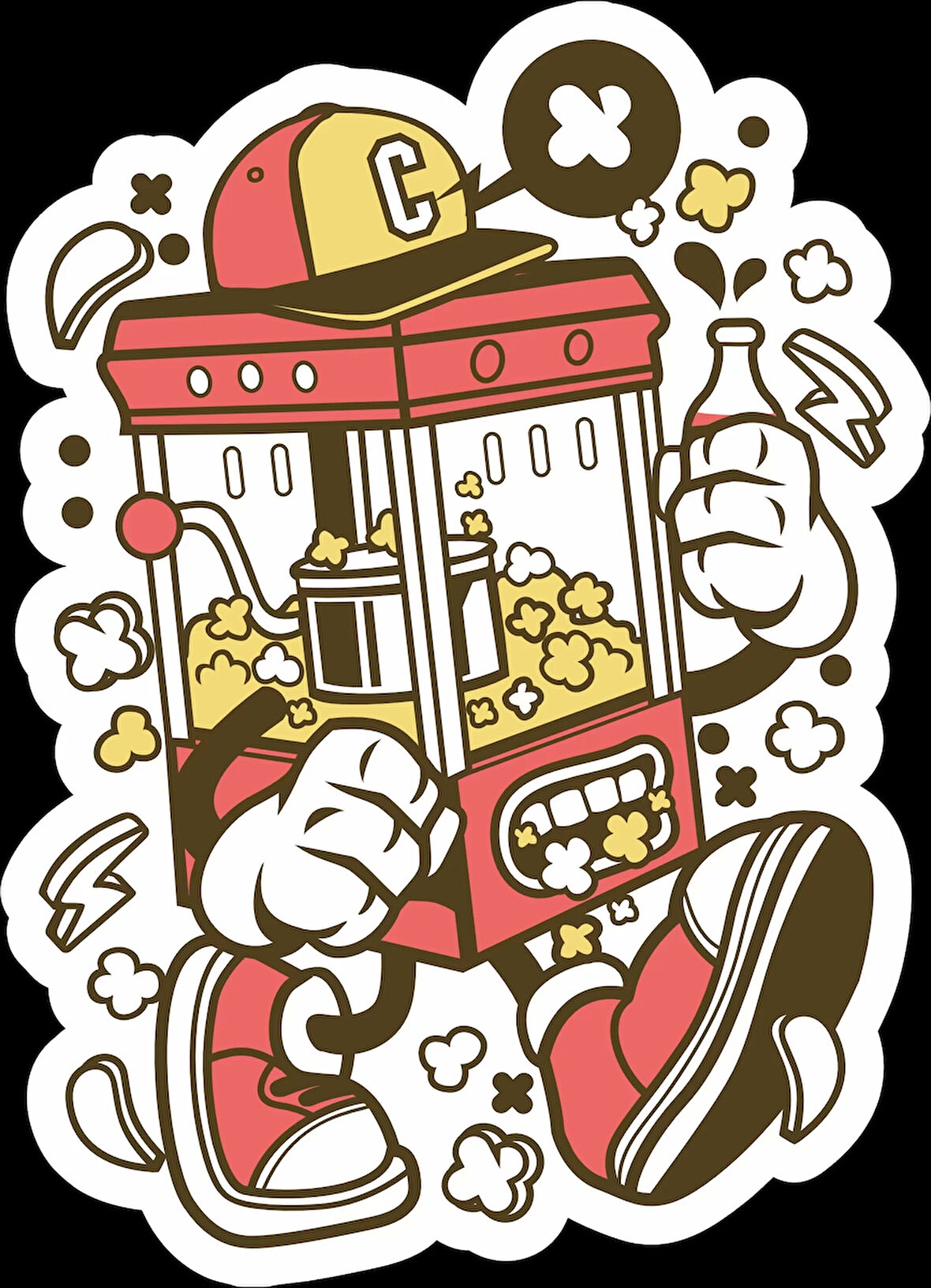 Mısır Makinesi Sticker 10x10 cmRenkli Sticker