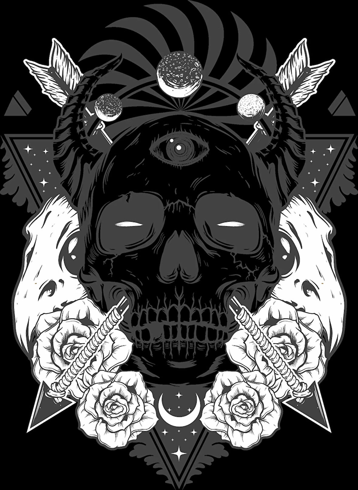 Kızılderili Kurukafa Sticker 10x10 cmRenkli Sticker