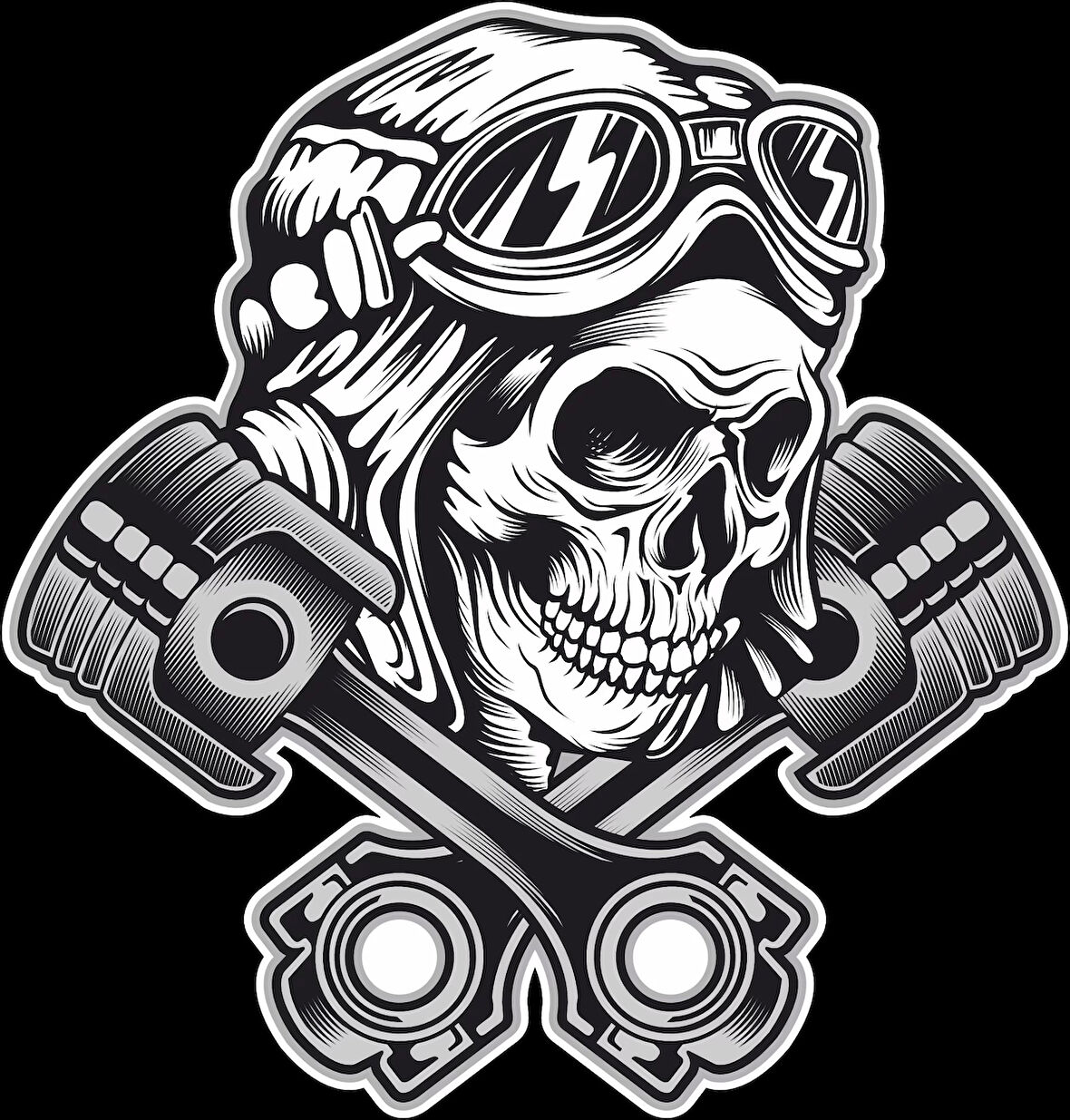 Mekanik Kurukafa Sticker 10x10 cmRenkli Sticker