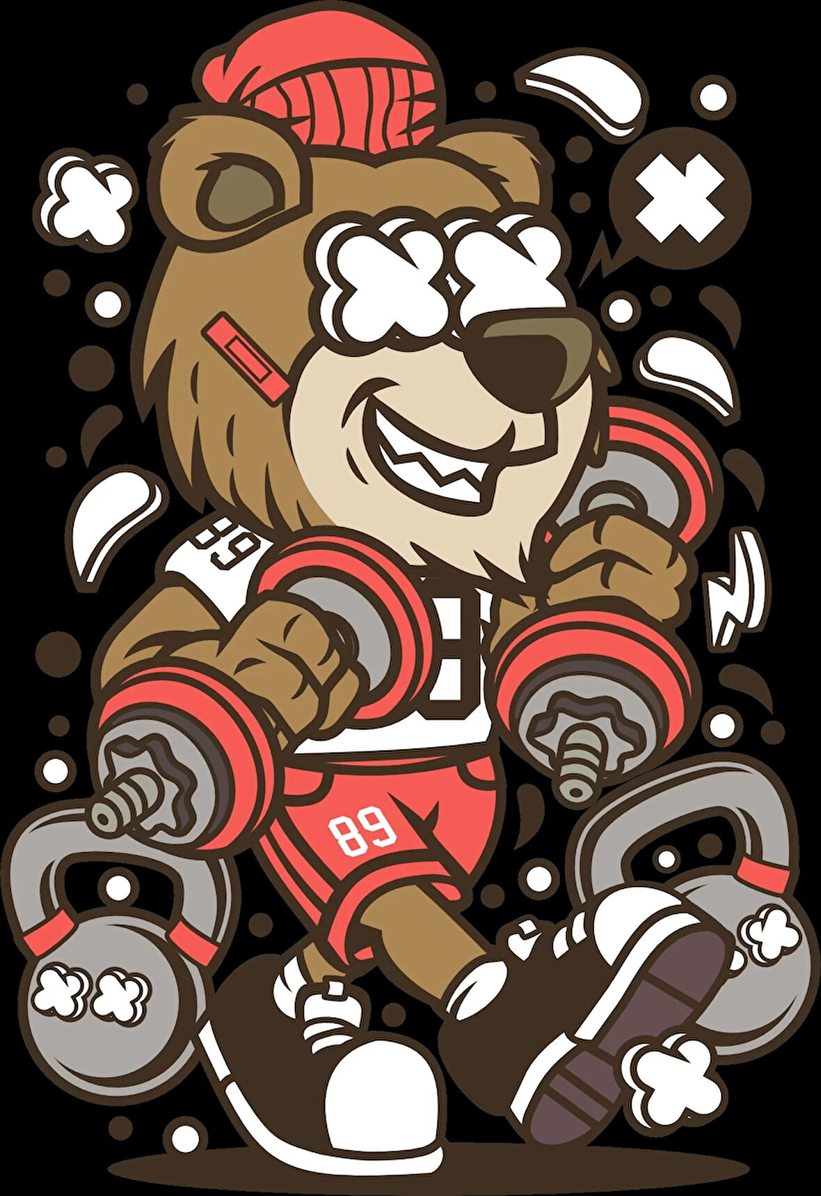 Sporcu Ayı Sticker 10x10 cmRenkli Sticker