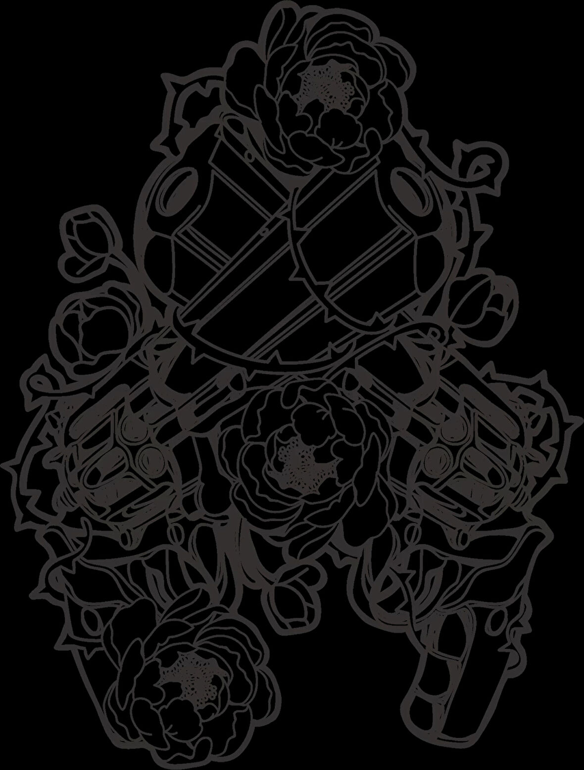 Güller ve Silahlar Sticker 10x10 cmRenkli Sticker