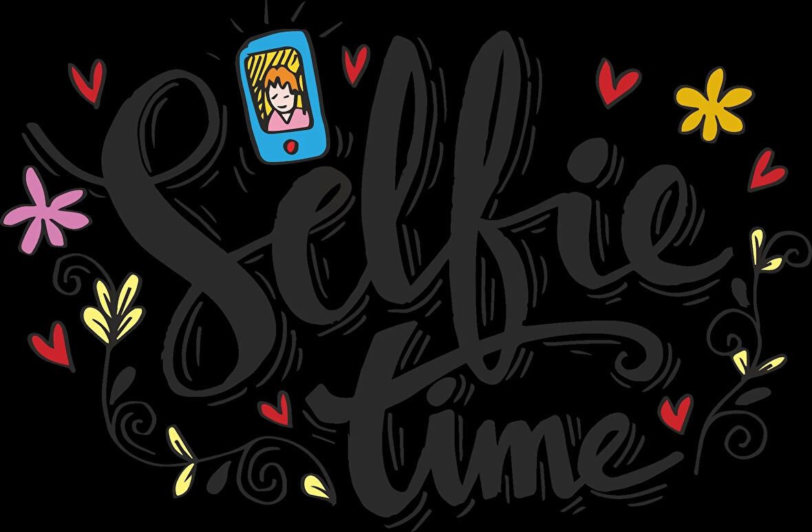 Selfie Time Sticker 10x10 cmRenkli Sticker