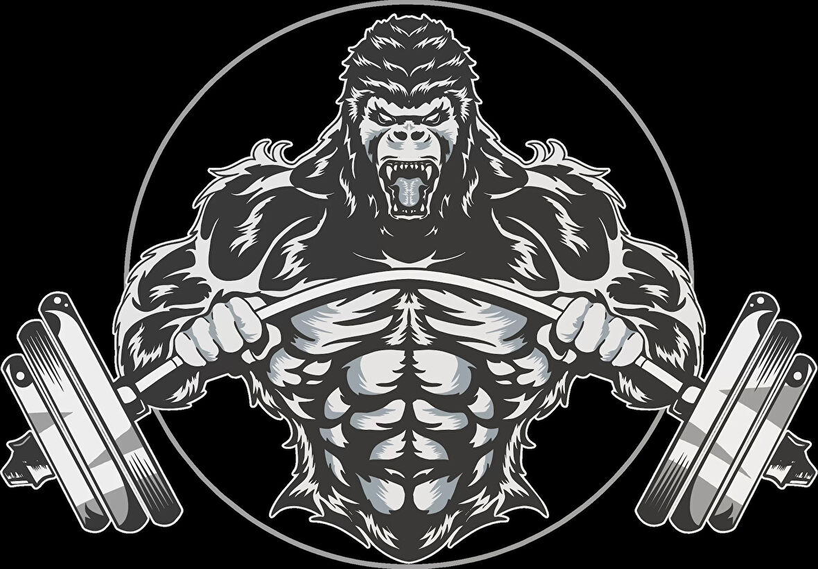 Halter Kaldıran Goril Sticker 10x10 cmRenkli Sticker