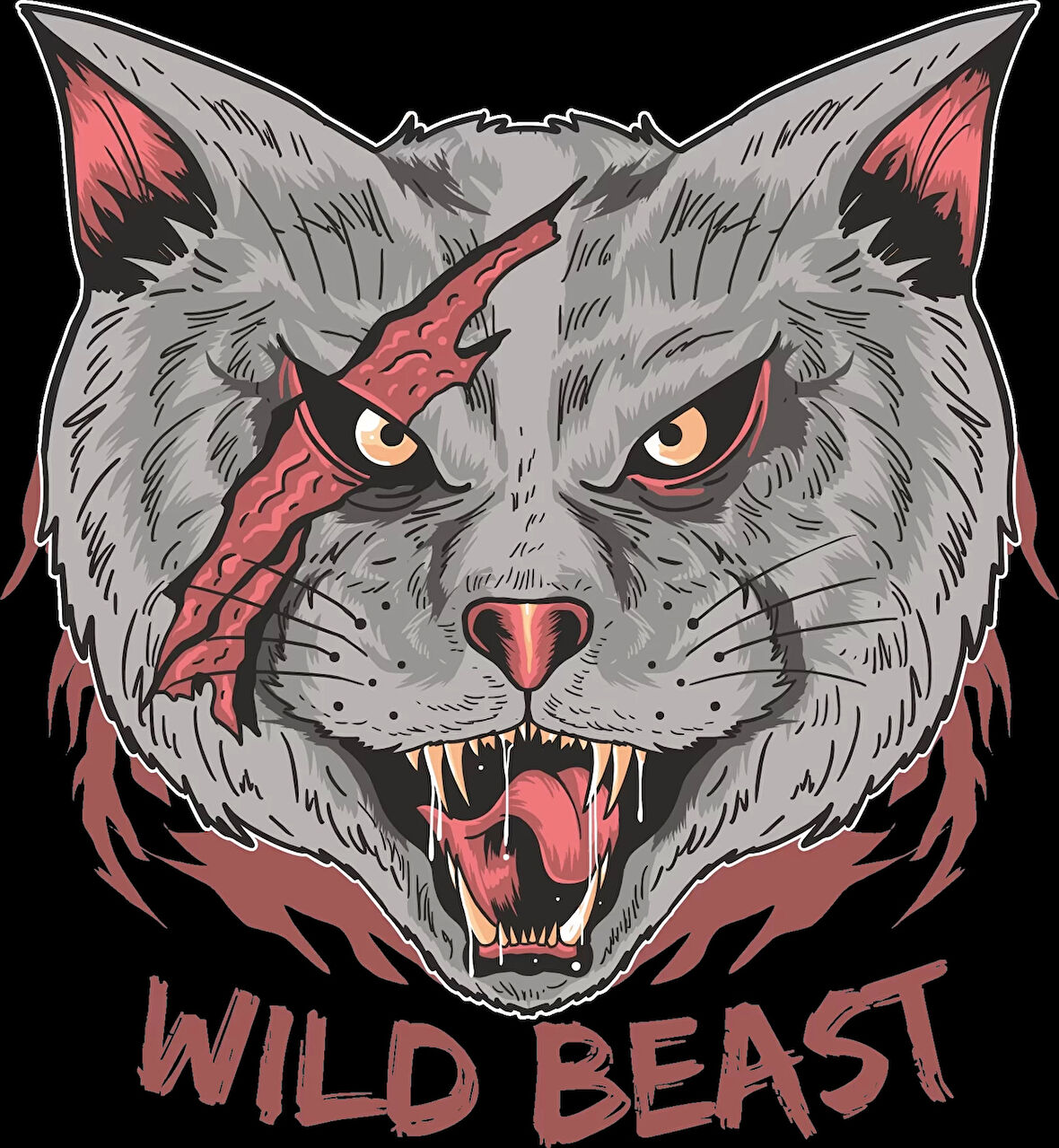 Wild Beast Kedi Sticker 10x10 cmRenkli Sticker