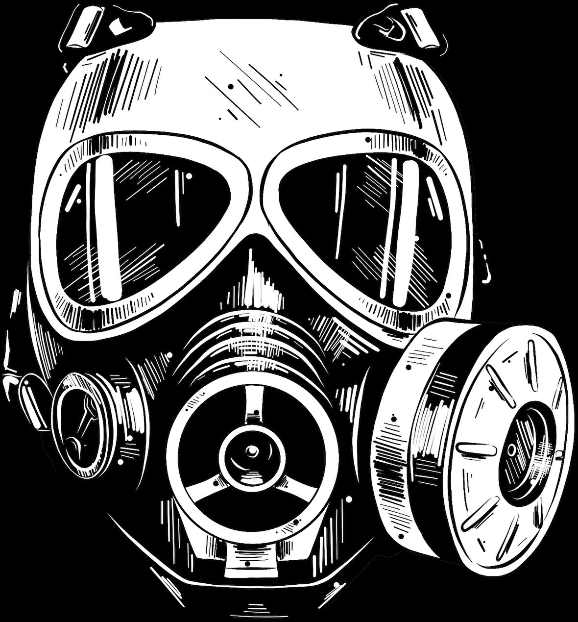 Gaz Maskesi Sticker 10x10 cmRenkli Sticker