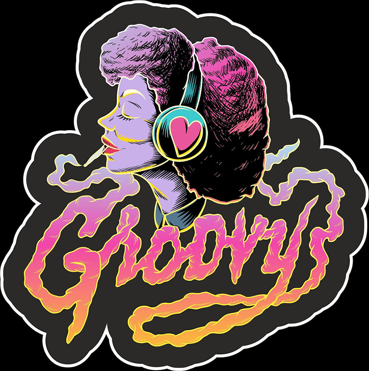 Groovy Sticker 10x10 cmRenkli Sticker