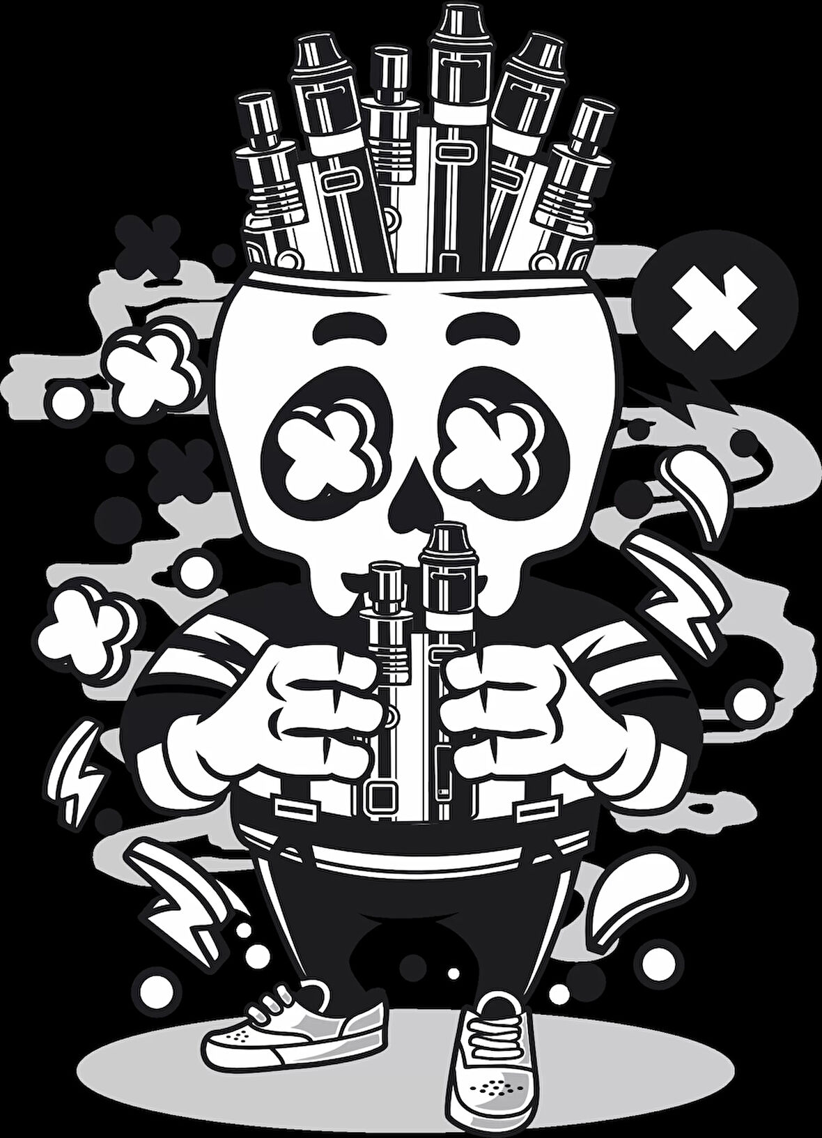 Müzik Çalan iskelet Sticker 10x10 cmRenkli Sticker