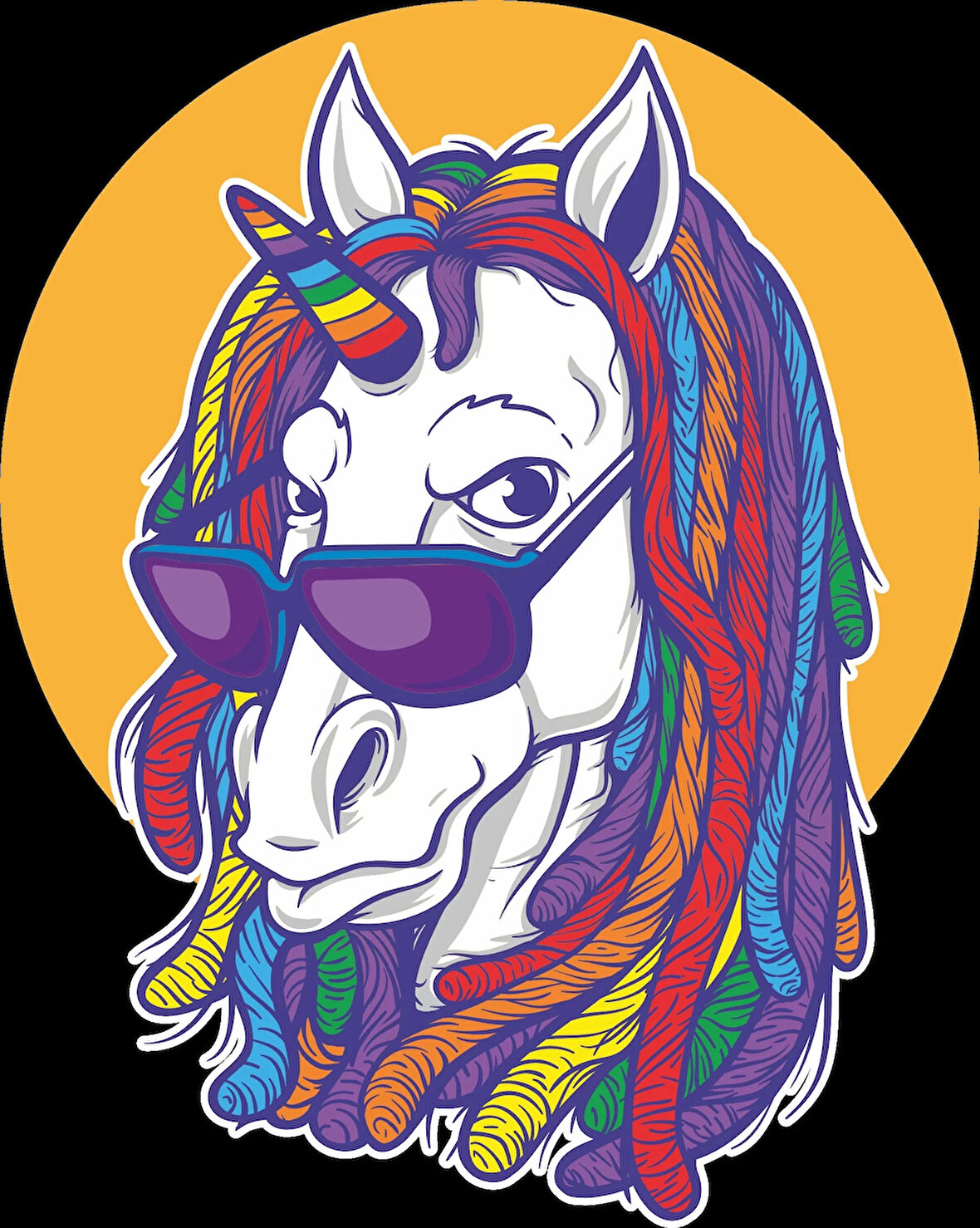 Renkli Unicorn Sticker 10x10 cmRenkli Sticker