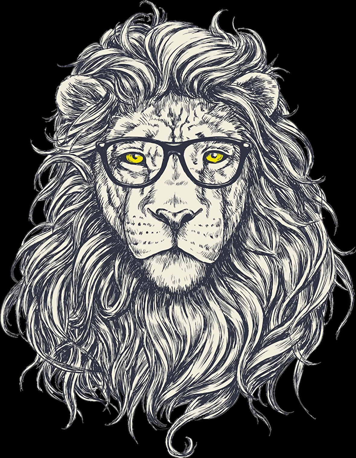 Gözlüklü Aslan Sticker 10x10 cmRenkli Sticker