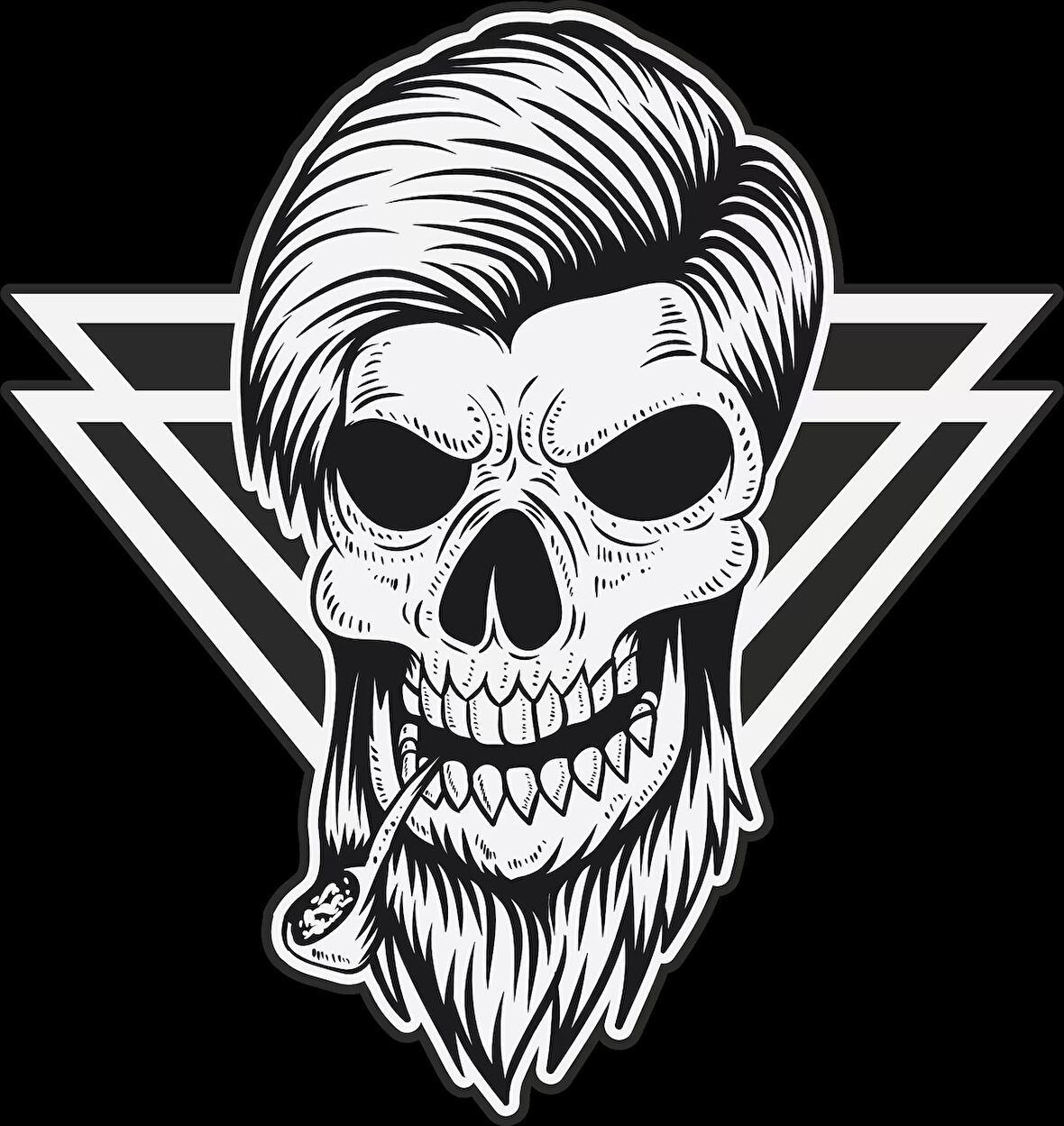 Pipo içen Kurukafa Sticker 10x10 cmRenkli Sticker