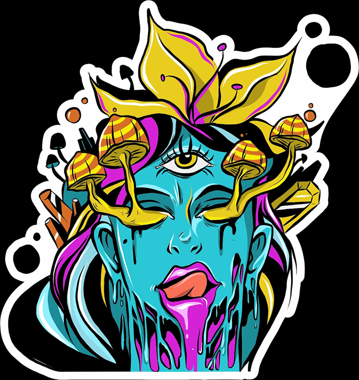 Tek Göz Sticker 10x10 cmRenkli Sticker