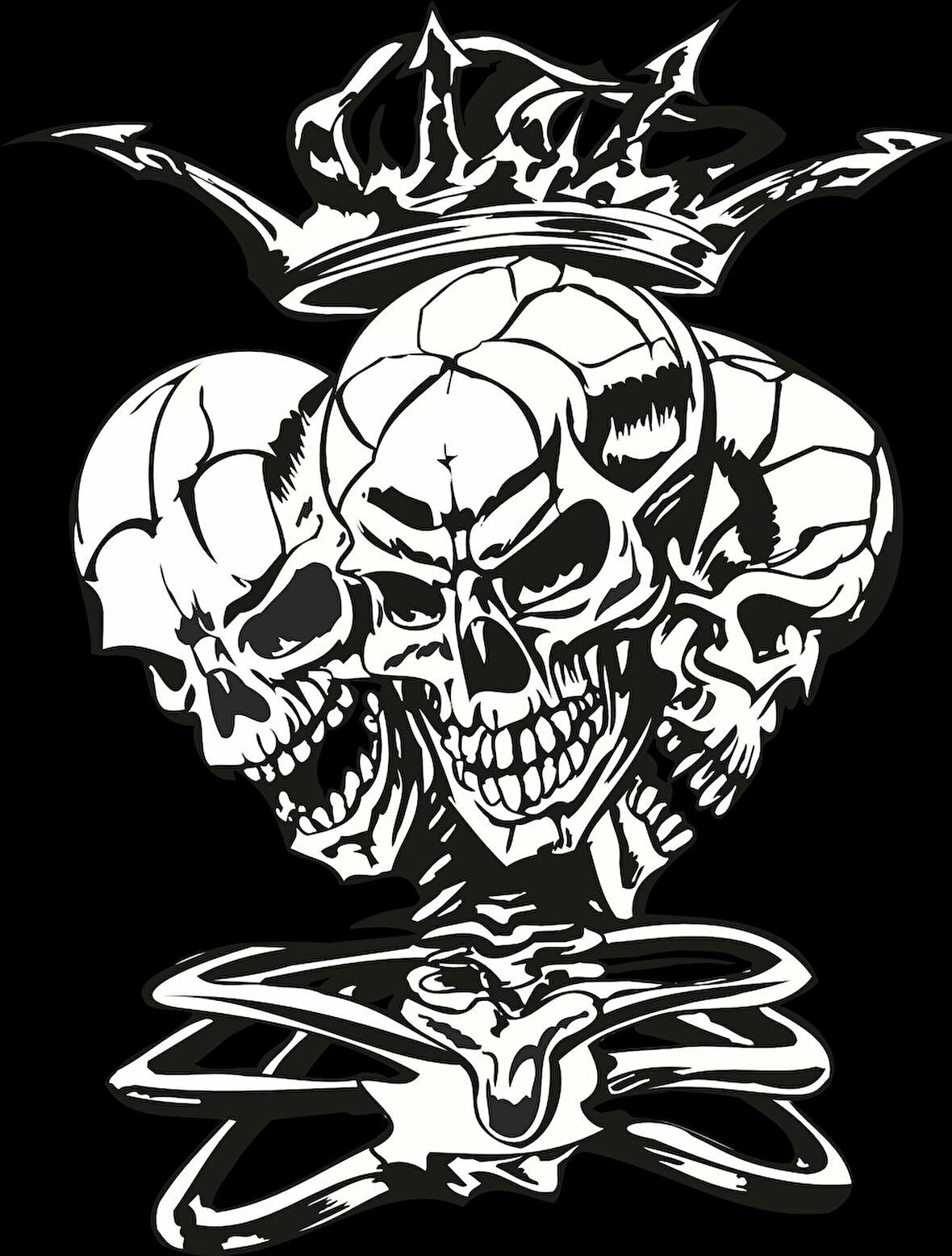 Taçlı Kurukafalar Sticker 10x10 cmRenkli Sticker