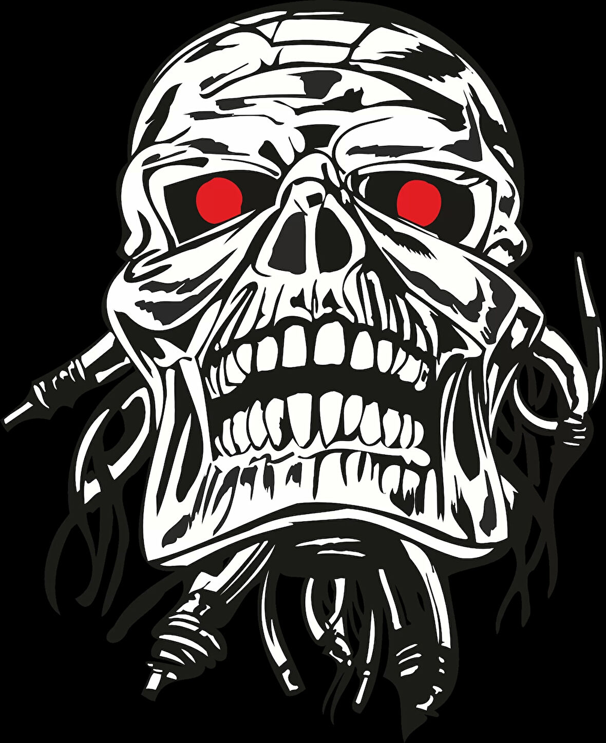 Kırmızı Gözlü Kurukafa Sticker 10x10 cmRenkli Sticker