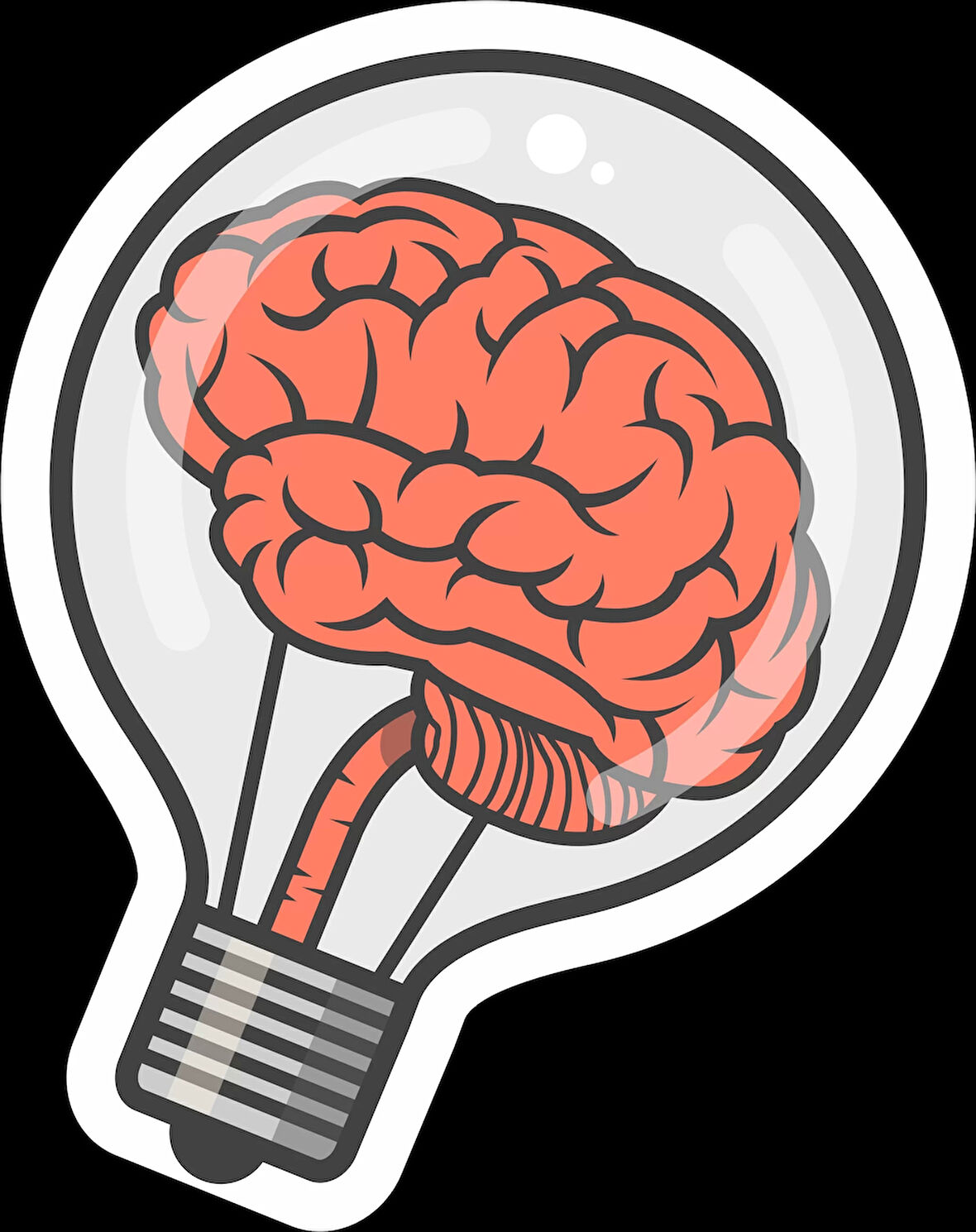 Ampul İçinde Beyin Sticker 10x10 cmRenkli Sticker