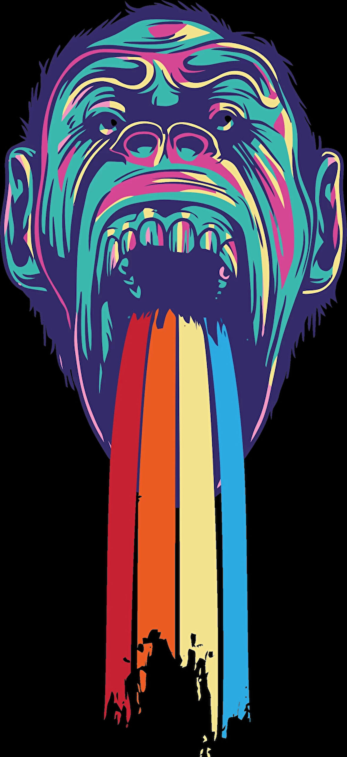 Goril 4 Sticker 10x10 cmRenkli Sticker