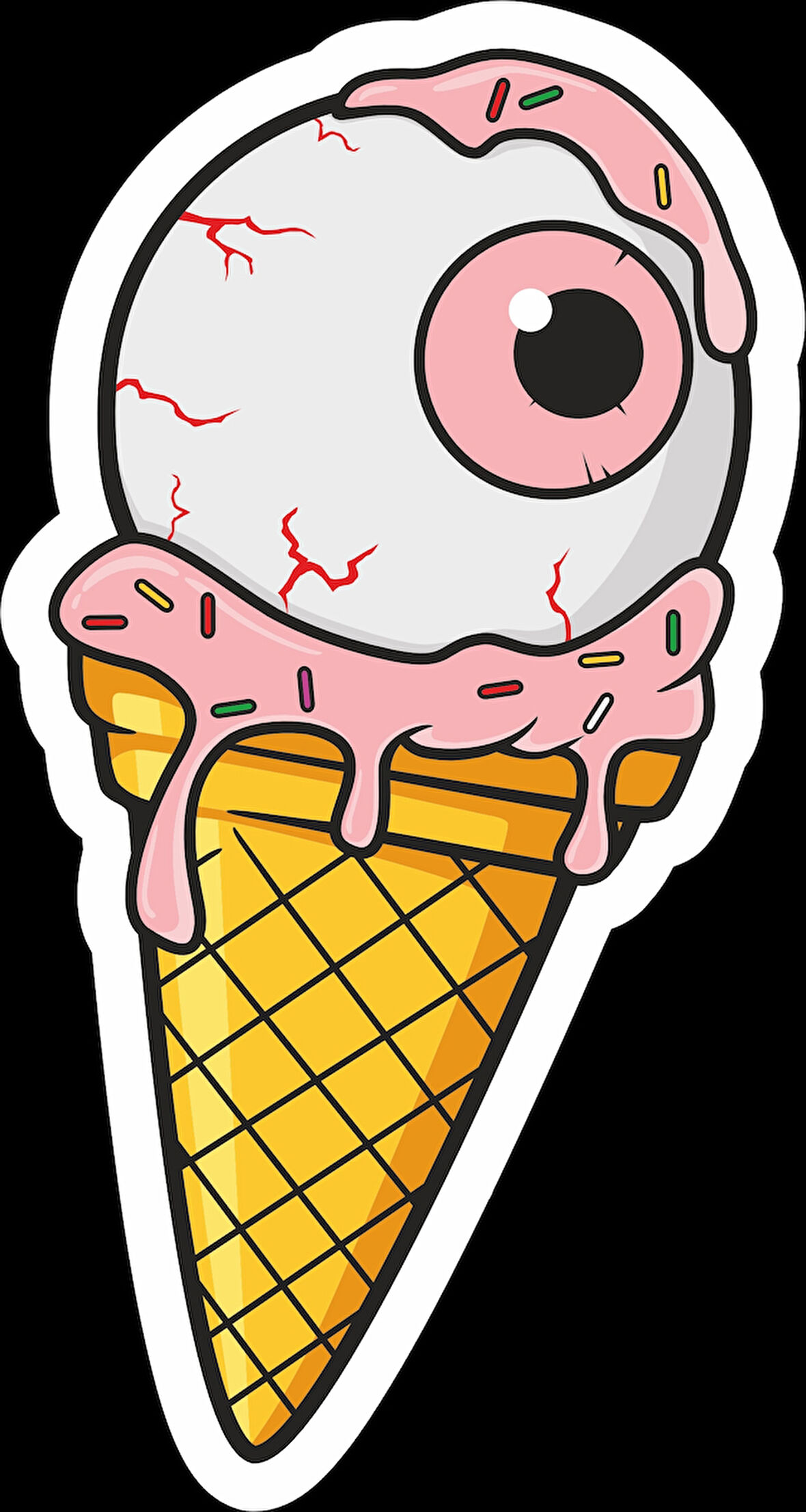 Tek Göz Dondurma Sticker 10x10 cmRenkli Sticker