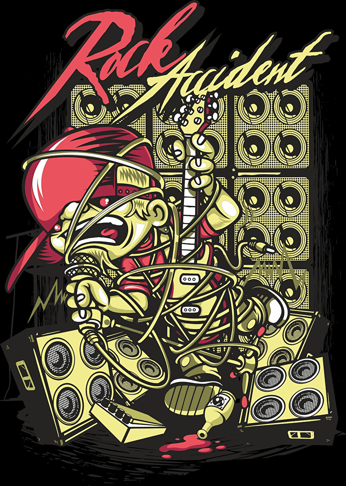 Rock Accident Sticker 10x10 cmRenkli Sticker