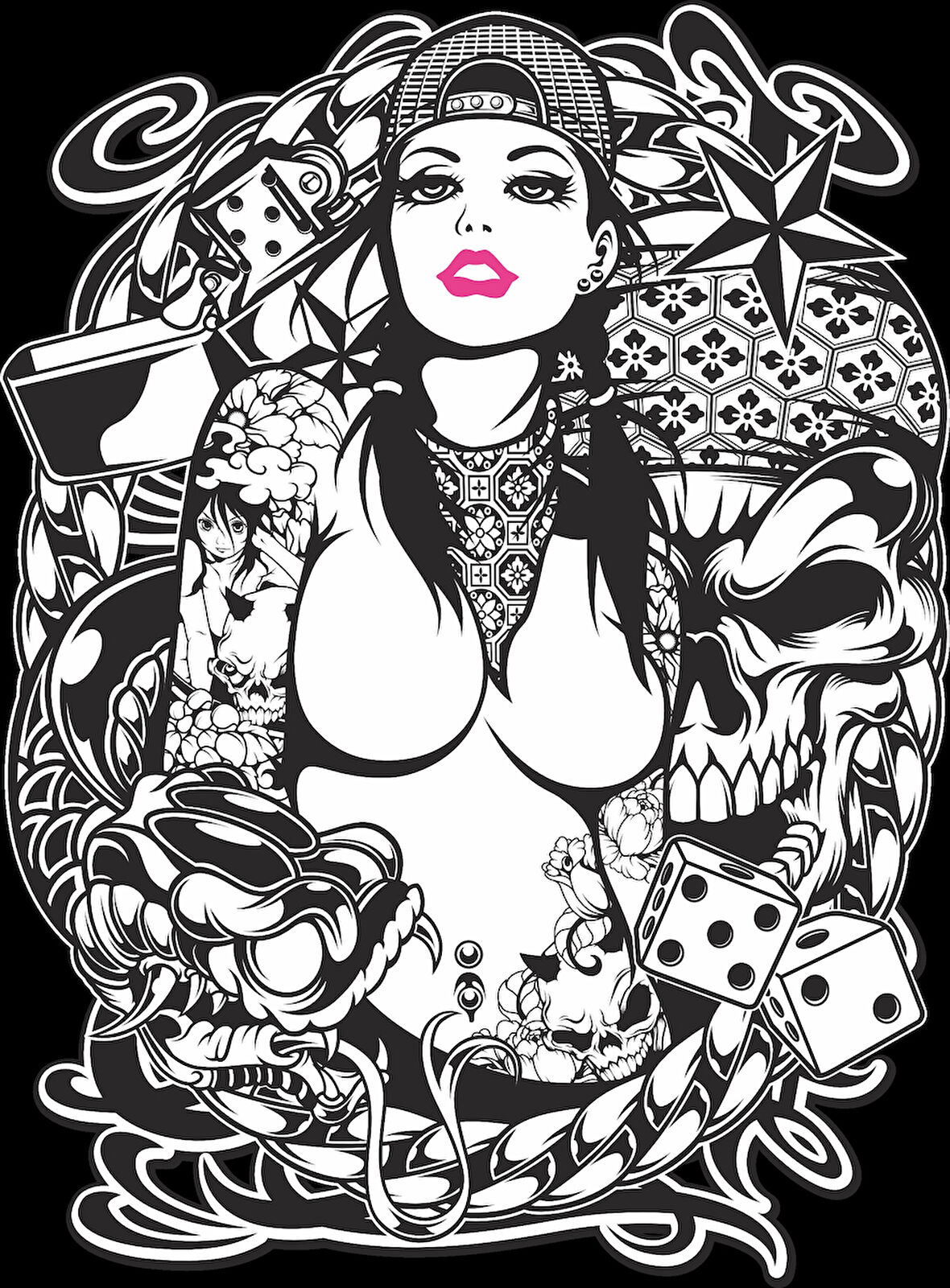 Yılanlar ve Kadın Sticker 10x10 cmRenkli Sticker