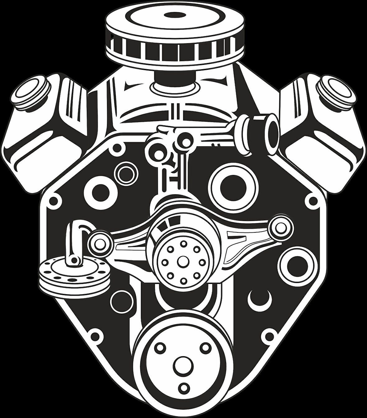 Araba Motoru 6 Sticker 10x10 cmRenkli Sticker