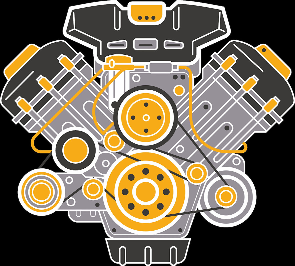 Araba Motoru 7 Sticker 10x10 cmRenkli Sticker