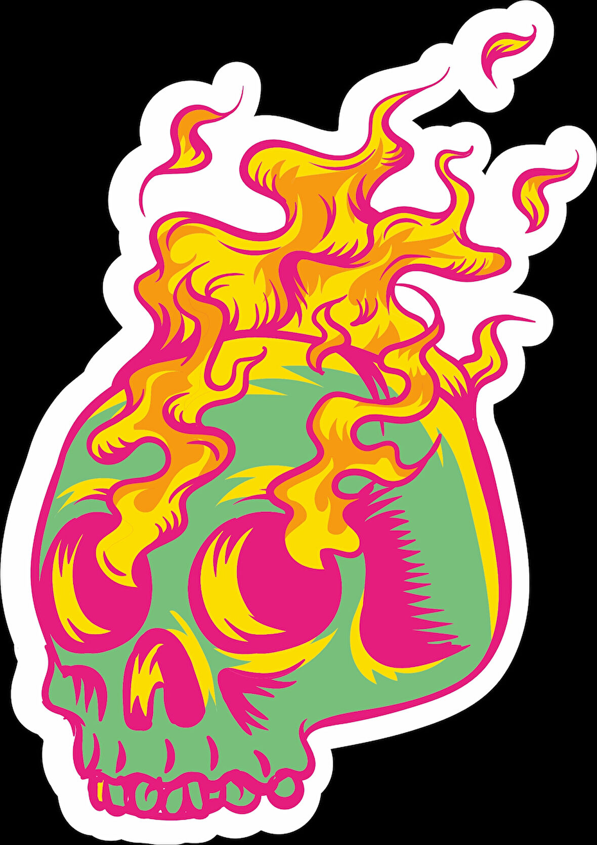 Alevli Kurukafa Sticker 10x10 cmRenkli Sticker