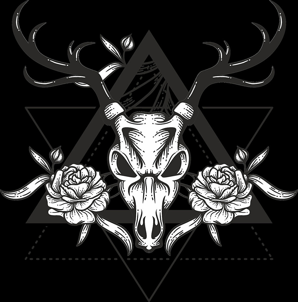 Üçgen içinde Şeytan Sticker 10x10 cmRenkli Sticker