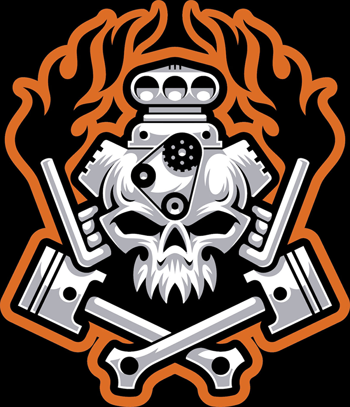 motor ve iskelet sitcker 10x10 cmRenkli Sticker