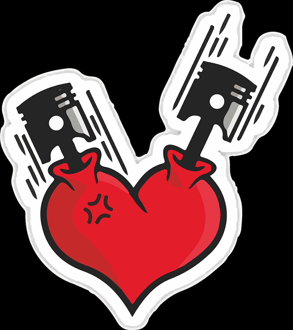 motor ve kalp sticker 10x10 cmRenkli Sticker