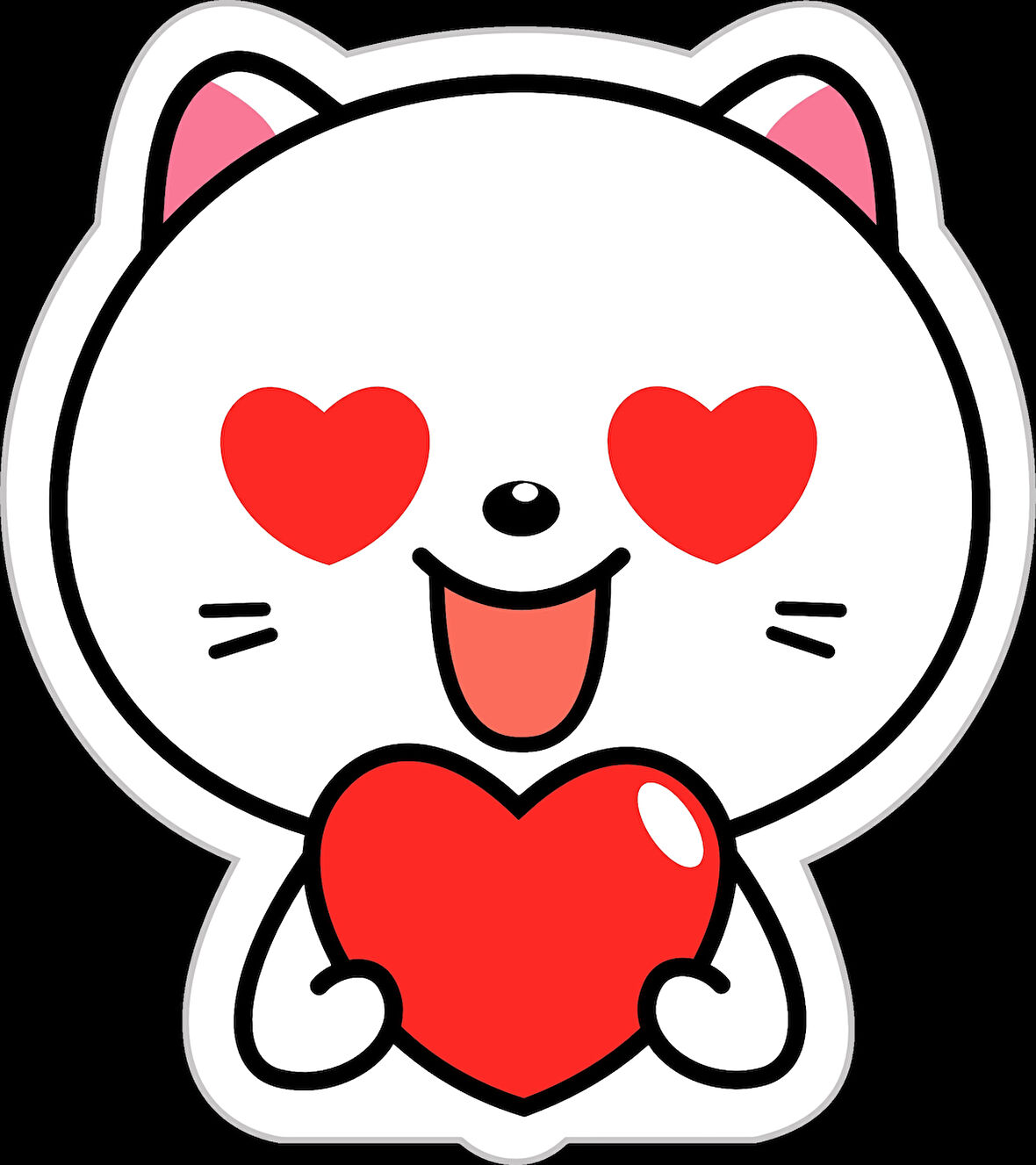 Kalpli Kedi Sticker 10x10 cmRenkli Sticker