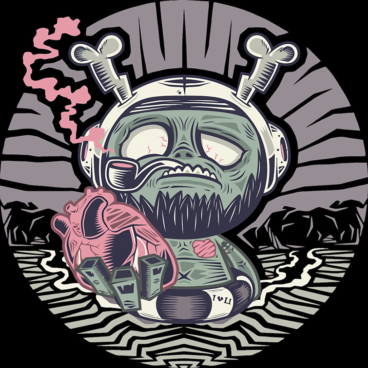 Beyin Tutan Uzaylı Sticker 10x10 cmRenkli Sticker