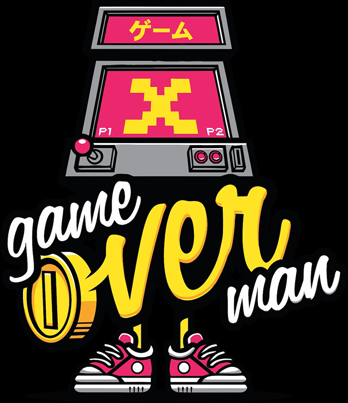 Game Over man Sticker 10x10 cmRenkli Sticker