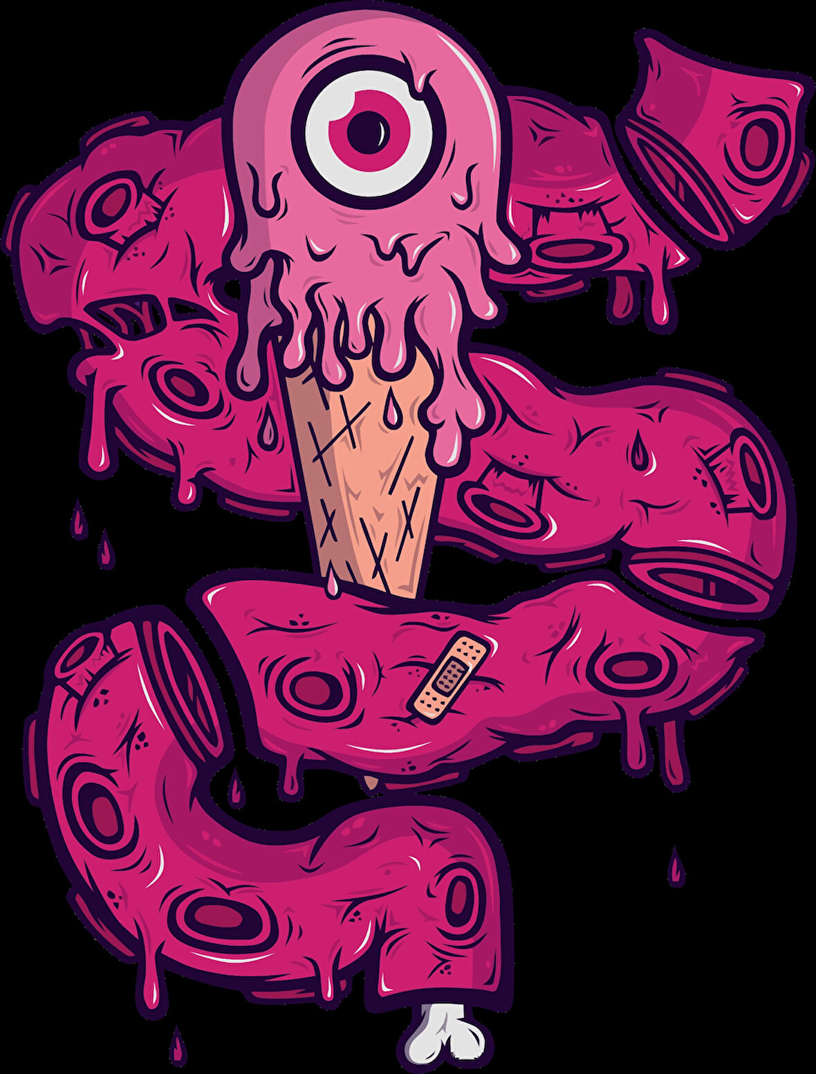 Dondurma ve Göz Sticker 10x10 cmRenkli Sticker