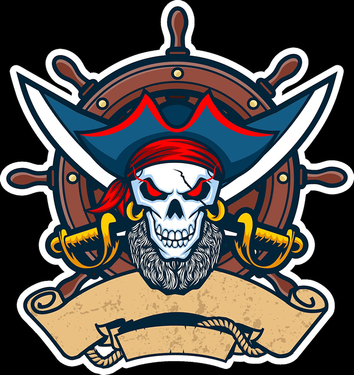 Korsan Sticker 10x10 cmRenkli Sticker