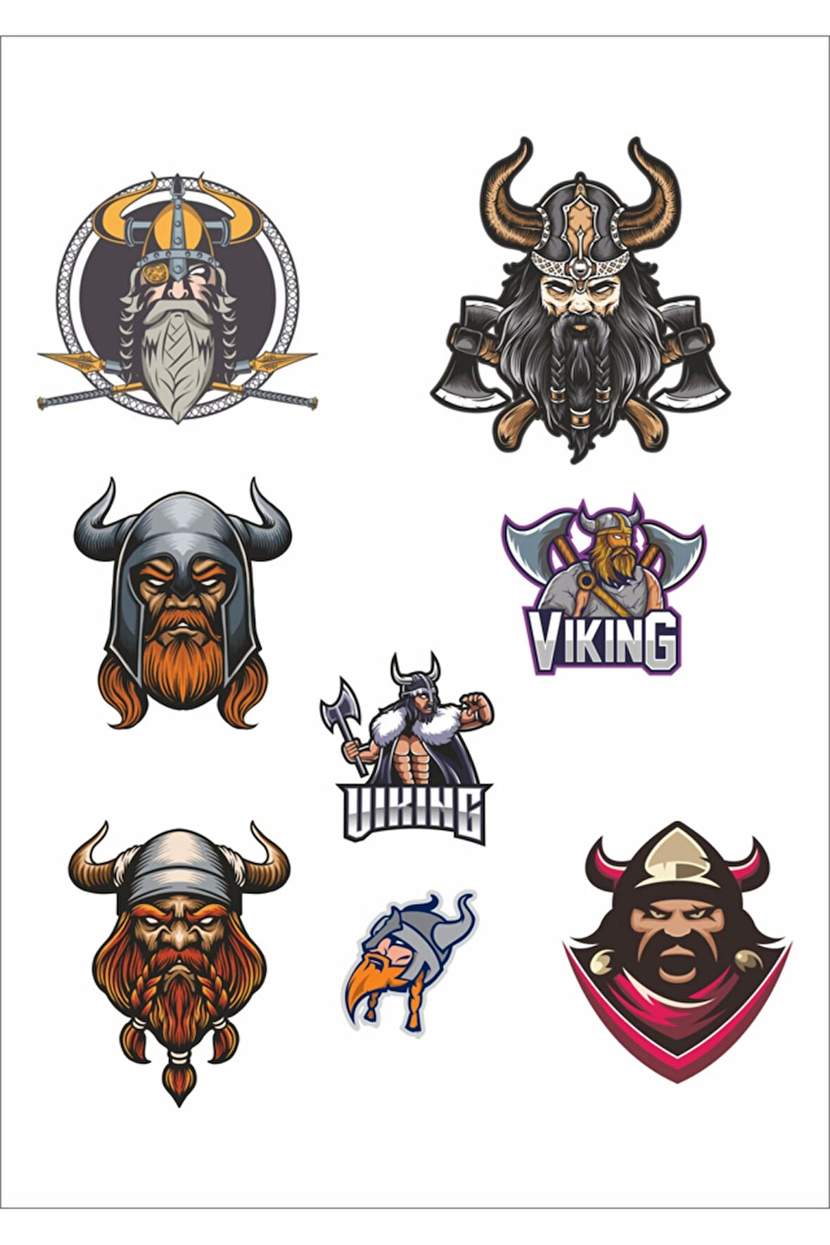 Vikingler Stikcer Set-1 7 Parça Telefon, Tablet, Defter, Laptop Sticker