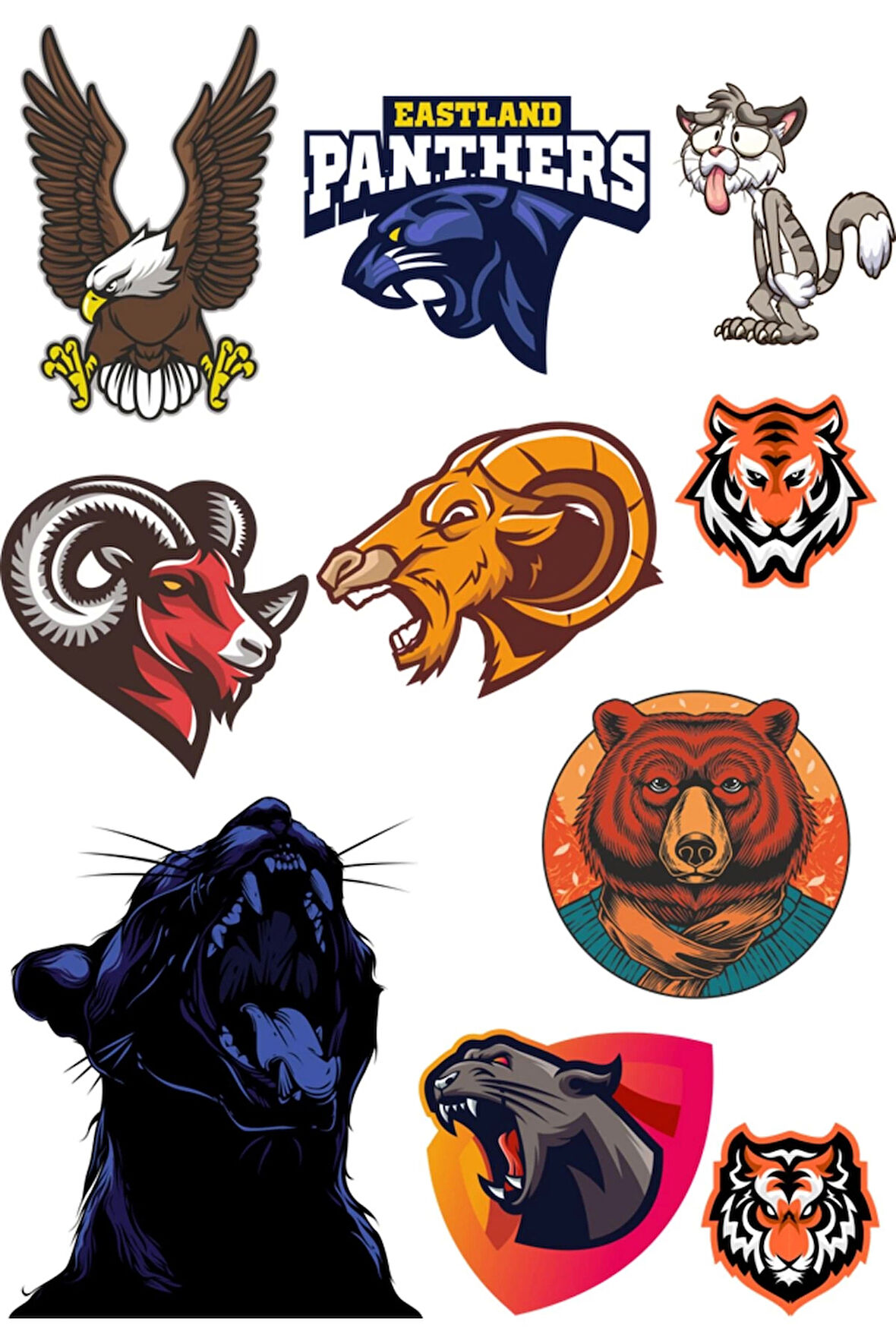 Agresif Hayvanlar Sticker Set-3 10 Parça Telefon, Tablet, Defter, Laptop Sticker