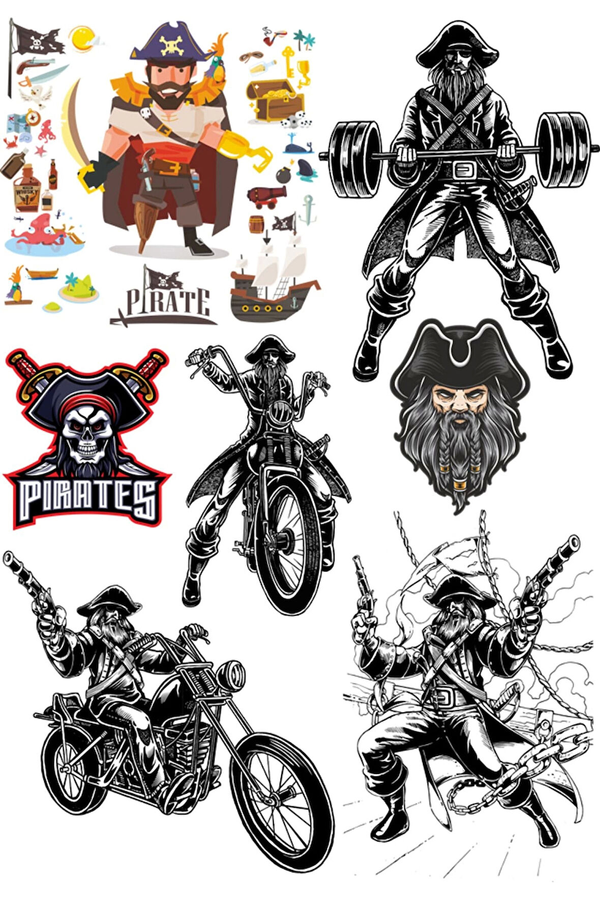 Korsan Sticker Set-1 9 Parça Telefon, Tablet, Defter, Laptop Sticker