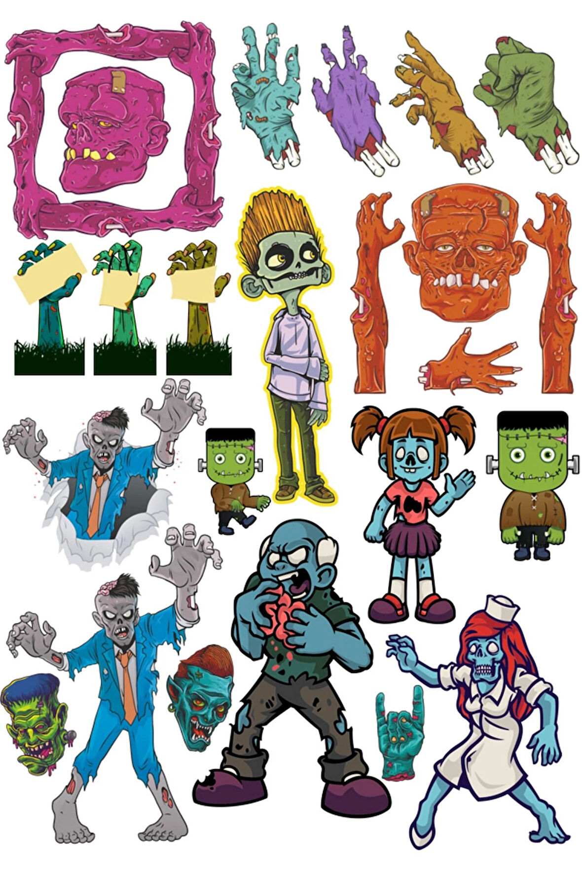 Zombie Sticker Set-2 15 Parça Telefon, Tablet, Defter, Laptop Sticker