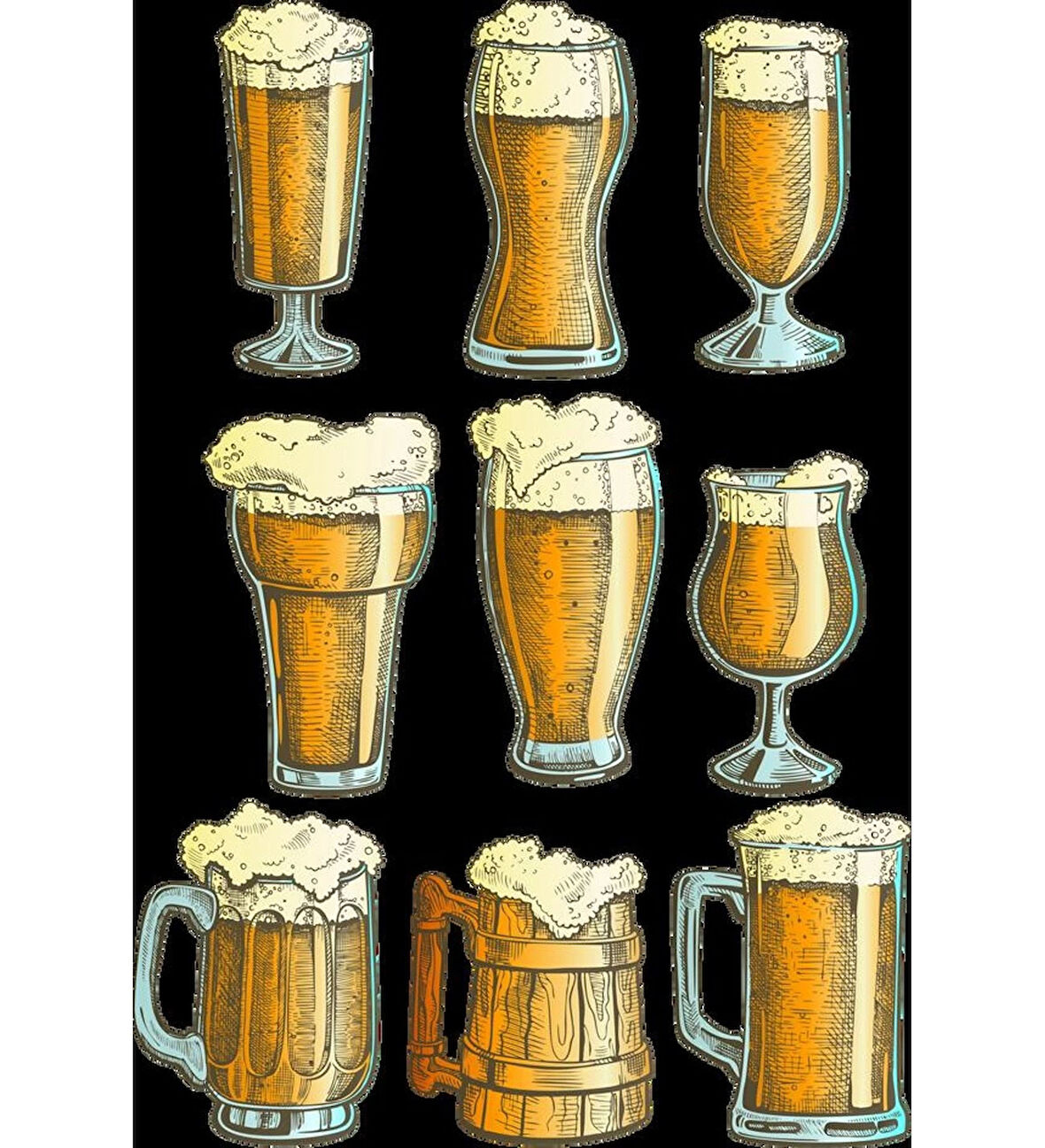 Bira Bardağı Sticker Set-1 9 Parça Telefon, Tablet, Defter, Laptop Sticker