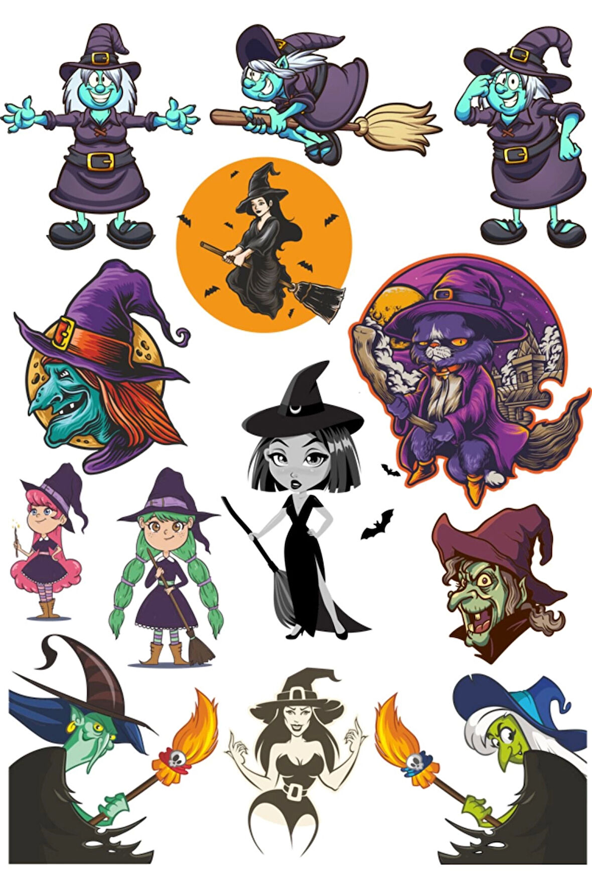 Cadı Sticker Set-1 13 Parça Telefon, Tablet, Defter, Laptop Sticker