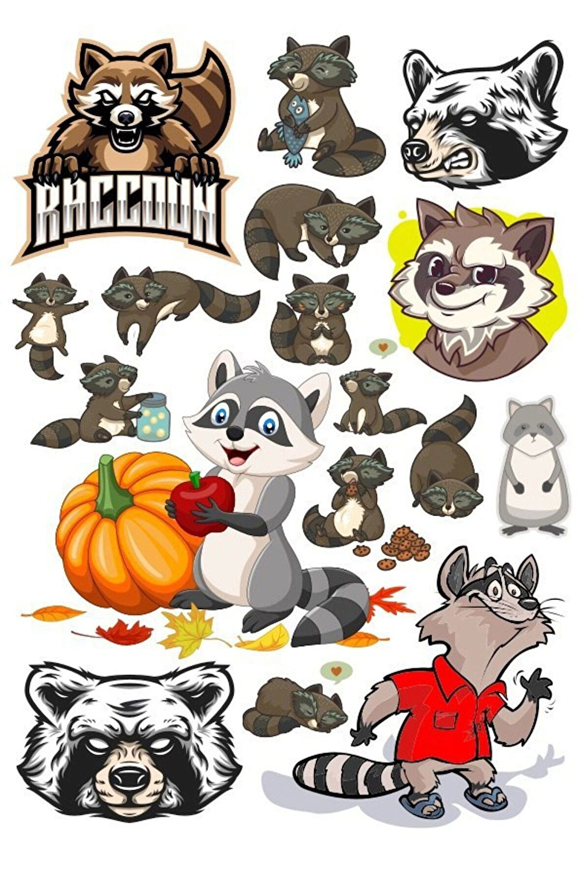 Racun Sticker Set-1 15 Parça Telefon, Tablet, Defter, Laptop Sticker
