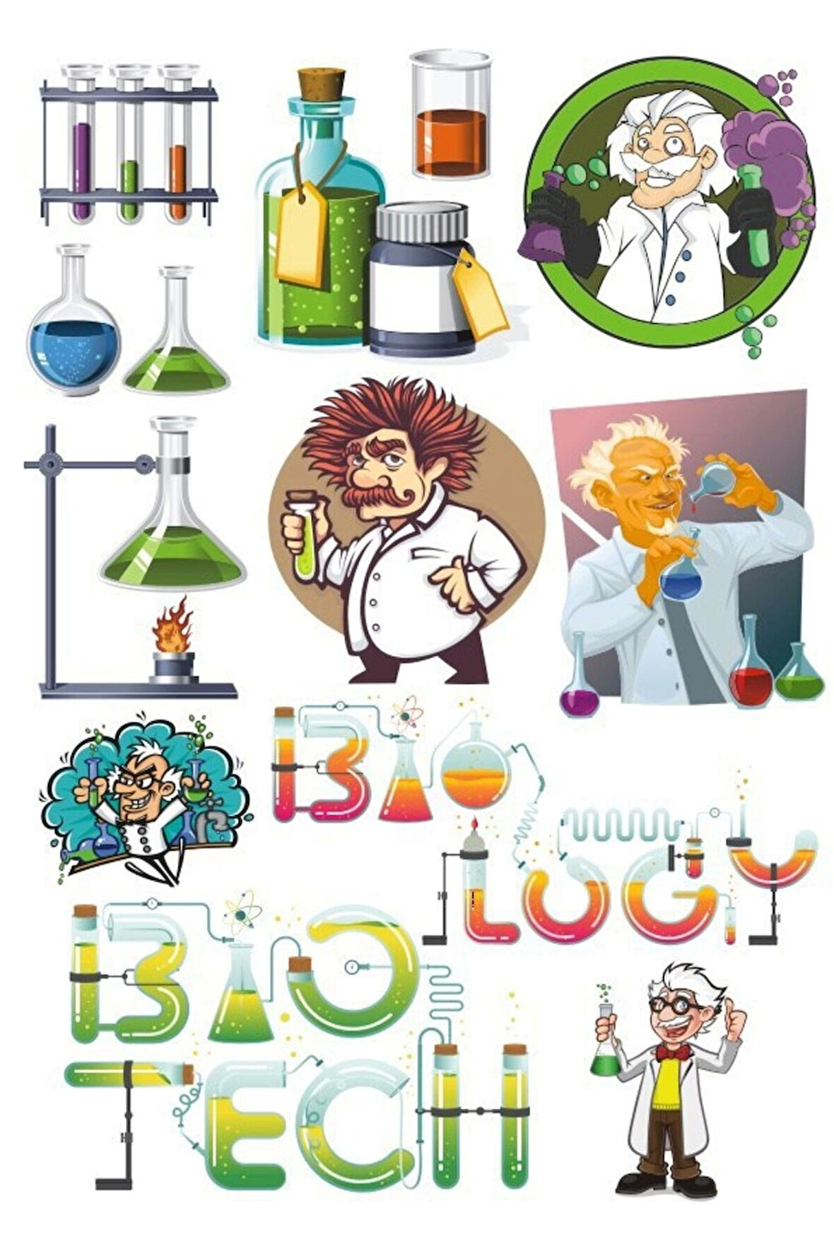 Bilim Profesör Sticker Set 11 Parça Telefon, Tablet, Defter, Laptop Sticker
