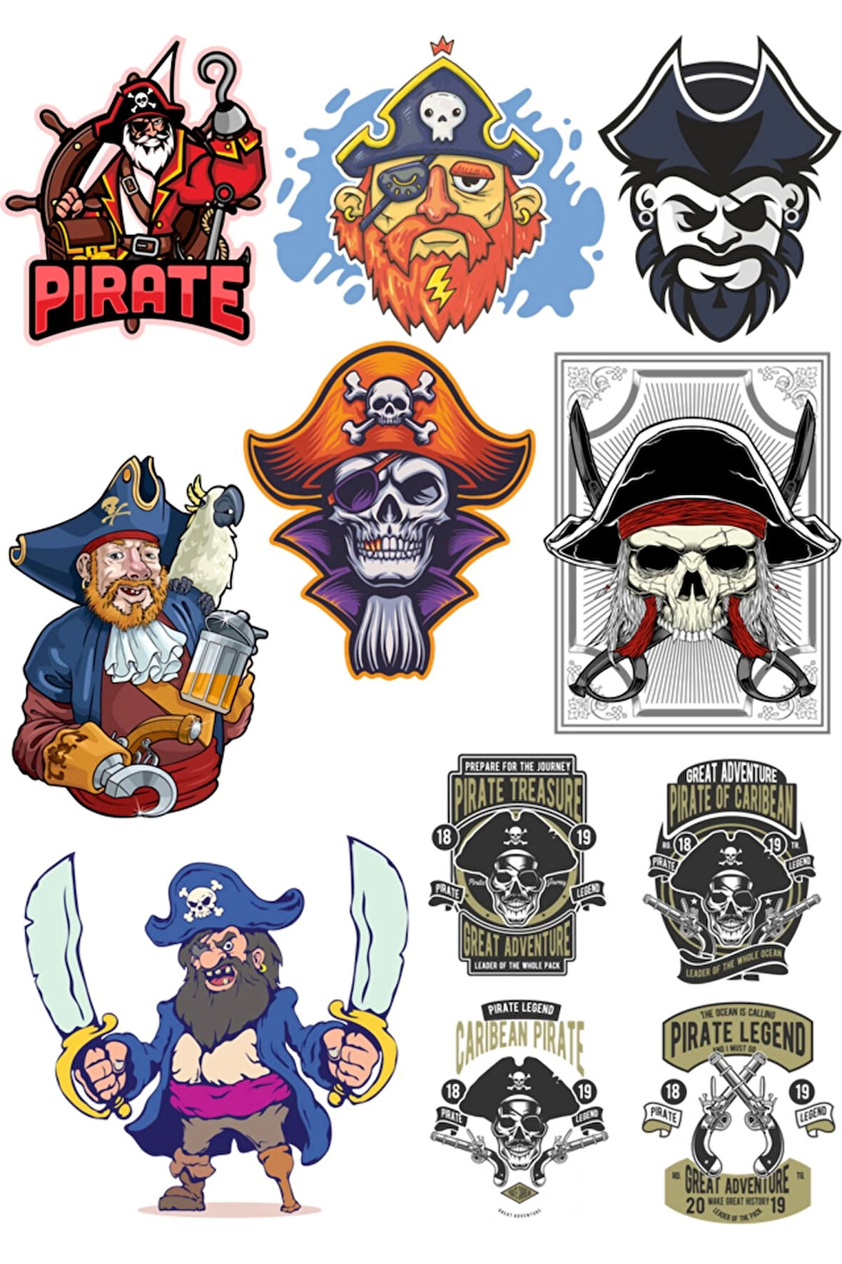 Korsan Sticker Set-2 9 Parça Telefon, Tablet, Defter, Laptop Sticker