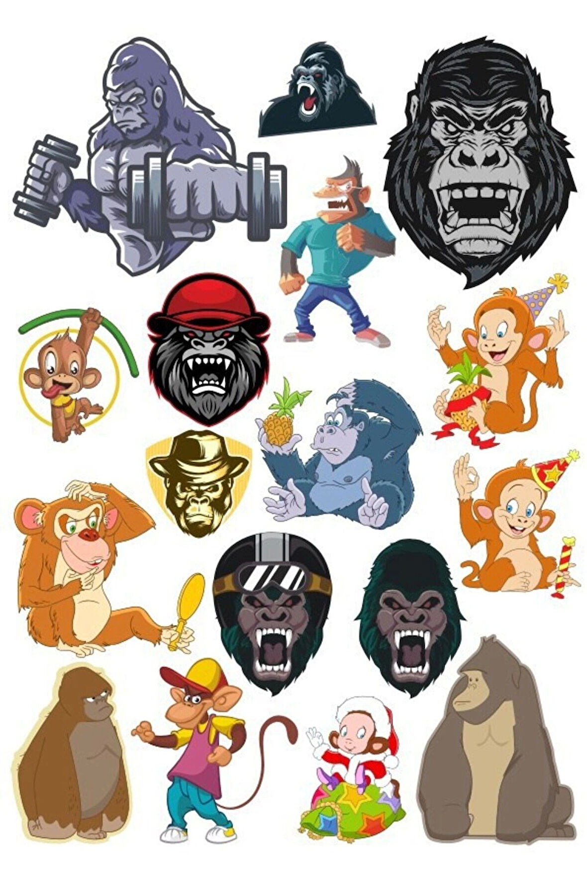 Goril Sticker Set-1 17 Parça Telefon, Tablet, Defter, Laptop Sticker