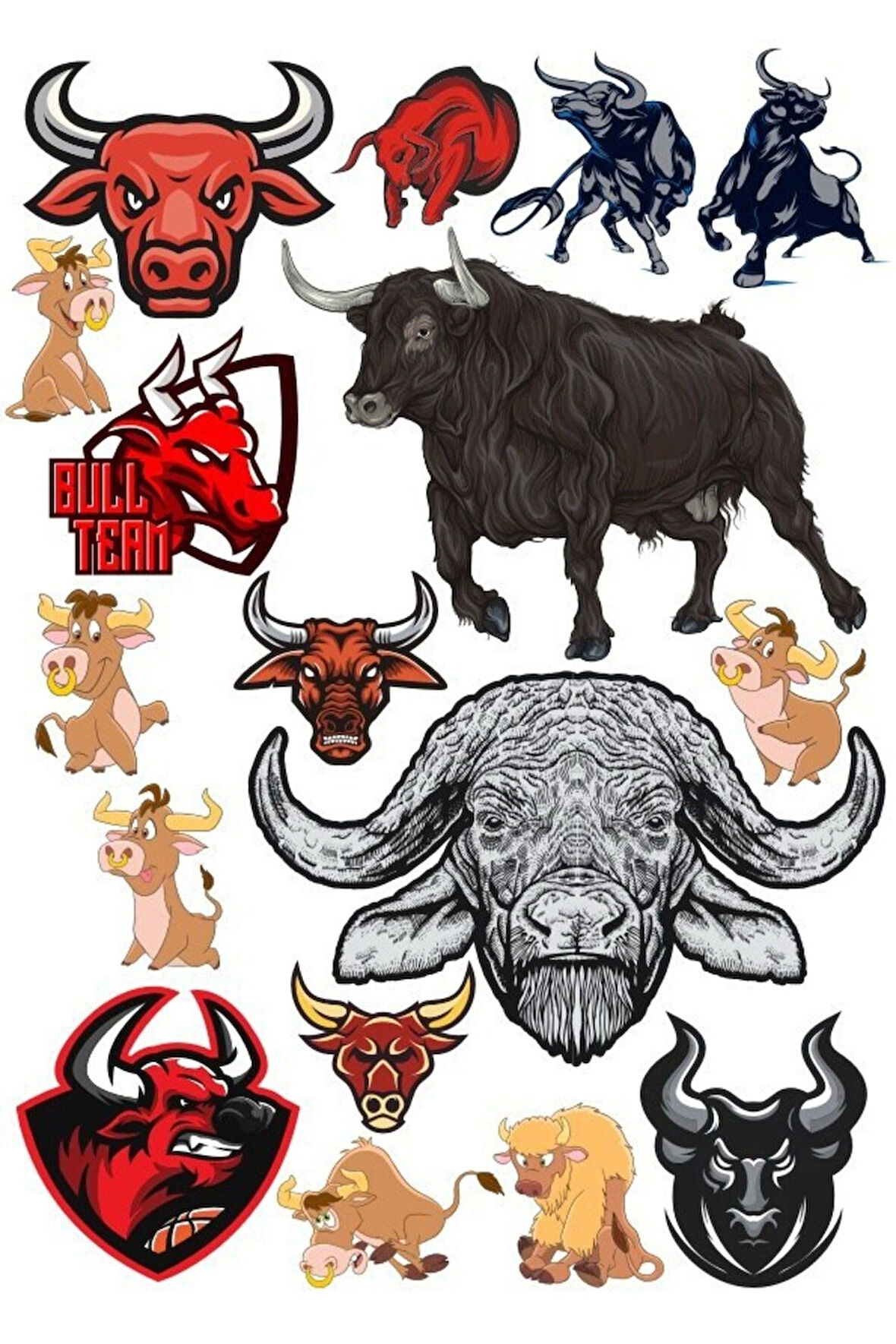 Boğa Sticker Set-2 15 Parça Telefon, Tablet, Defter, Laptop Sticker